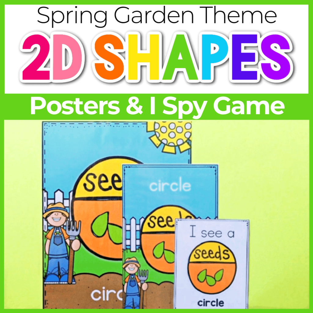 These spring garden themed 2d shape posters and I spy game are perfect for spring time learning.