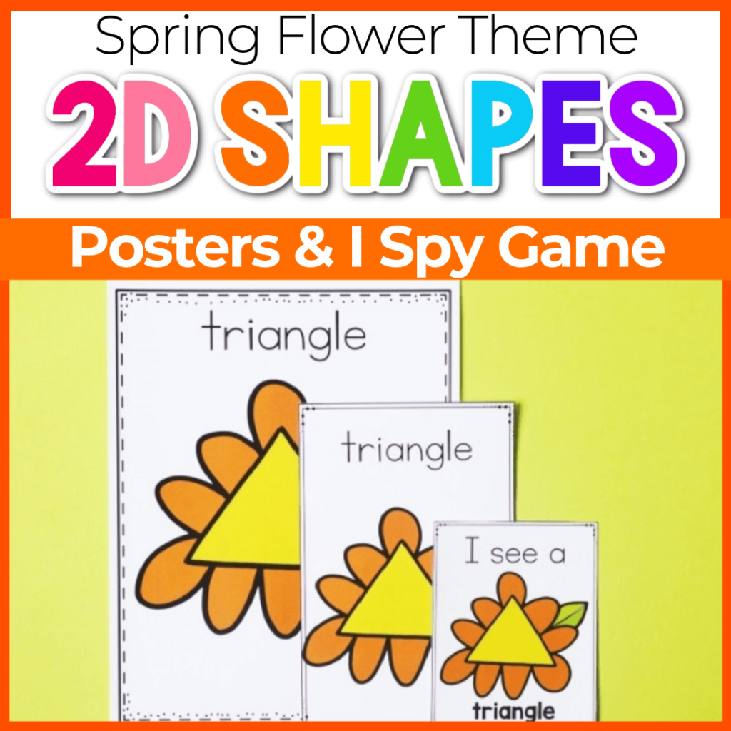 Preschool spring flower shape posters and I spy game.
