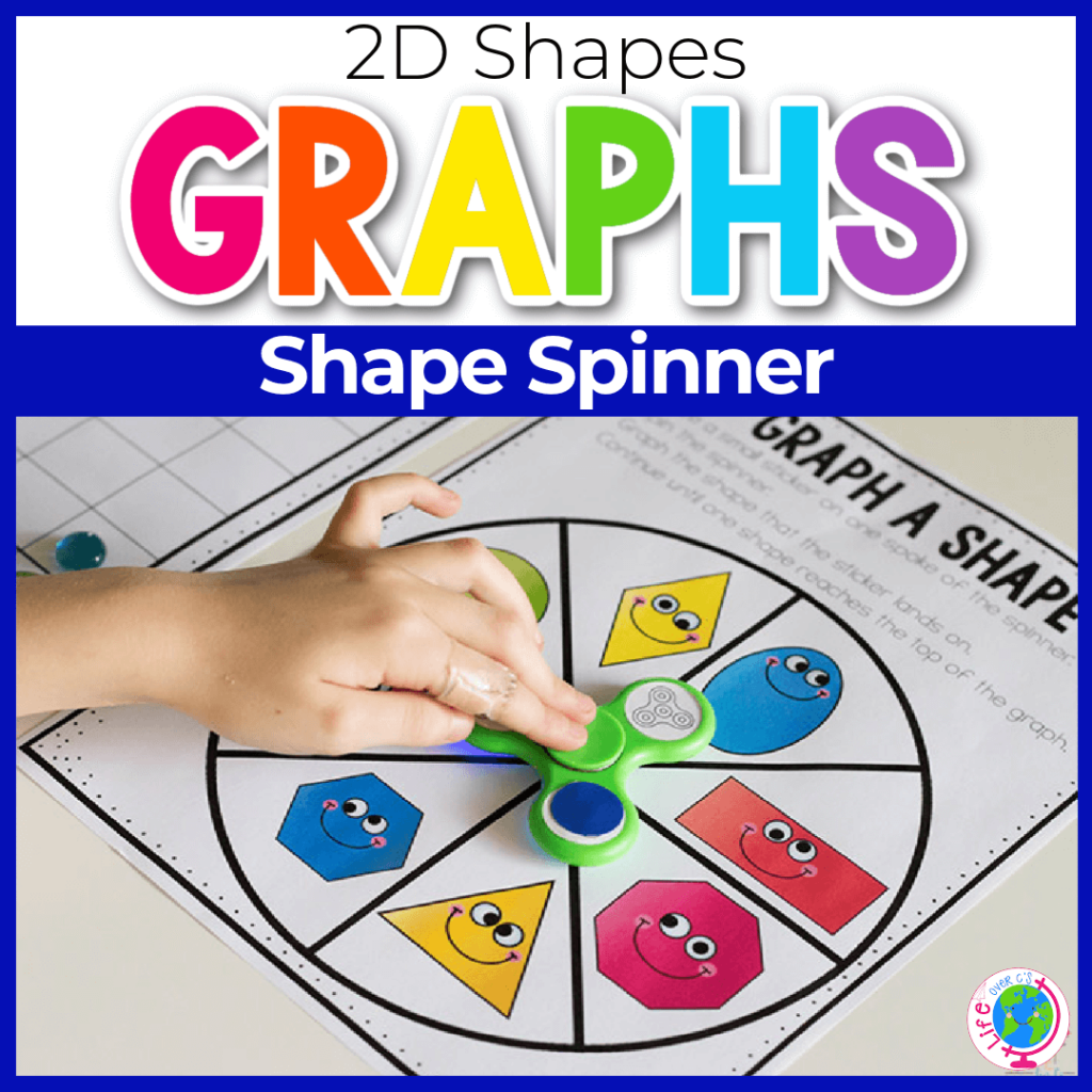 2D shape spinner graph activity for kindergarten.