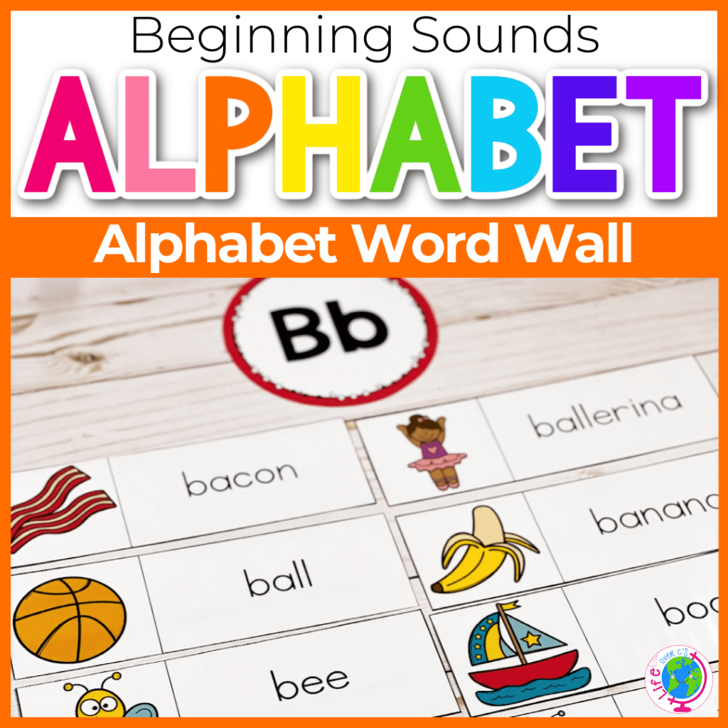 Beginning sounds alphabet word wall for preschool and kindergarten