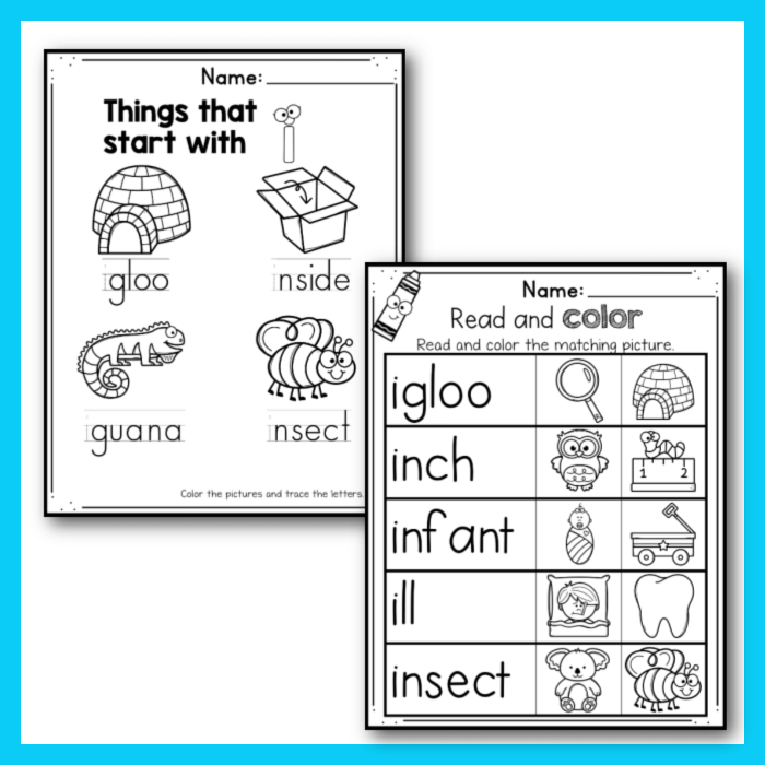 30 print and go Letter I worksheets for preschool and kindergarten