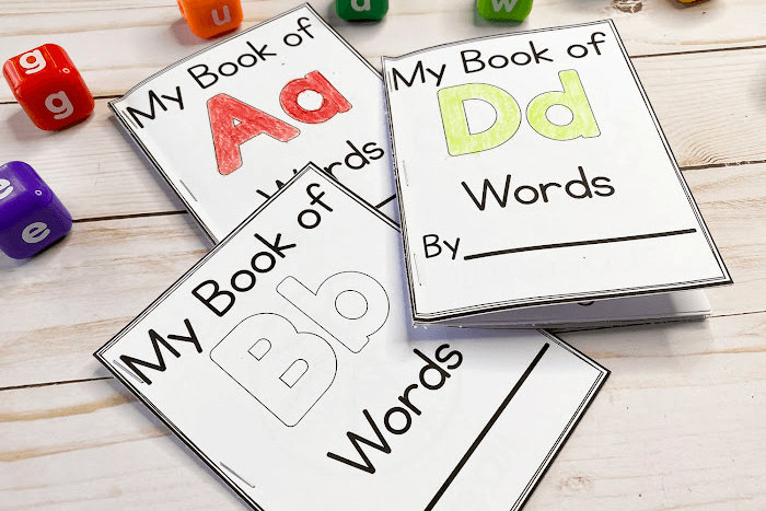 The alphabet books also include a word book for each letter sound.