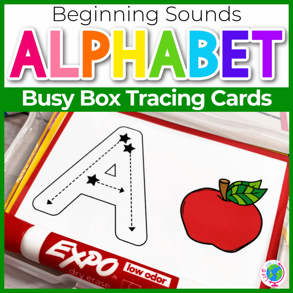 Beginning Sound Alphabet Tracing Cards for busy boxes/task cards in preschool and kindergarten