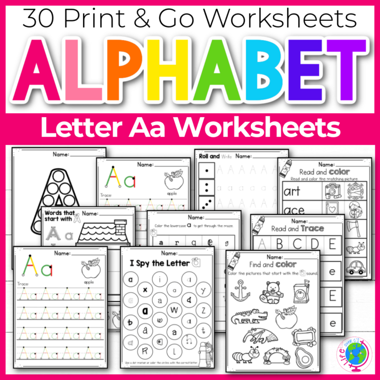 Letter A worksheets for preschool and kindergarten