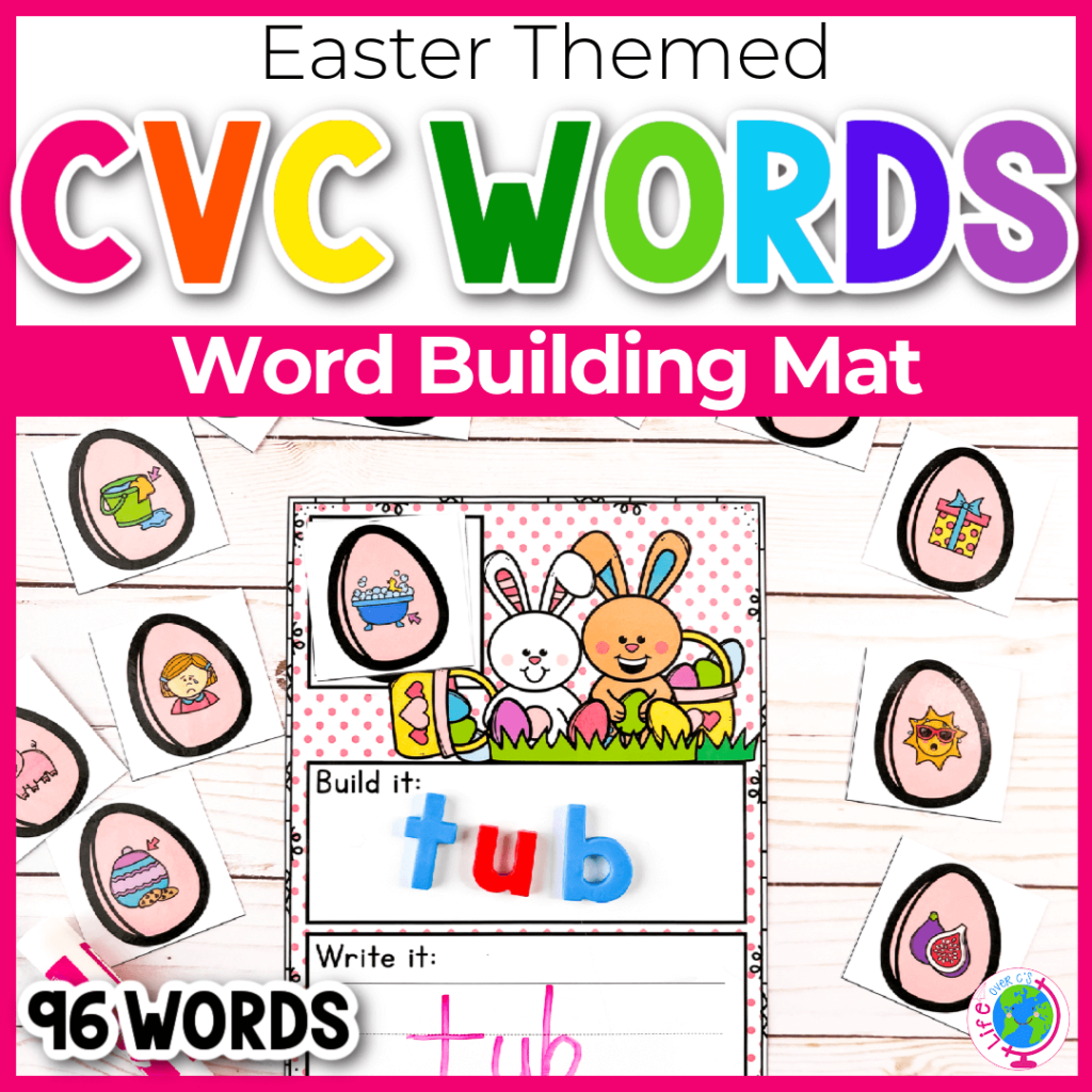 Easter themed CVC word building mats