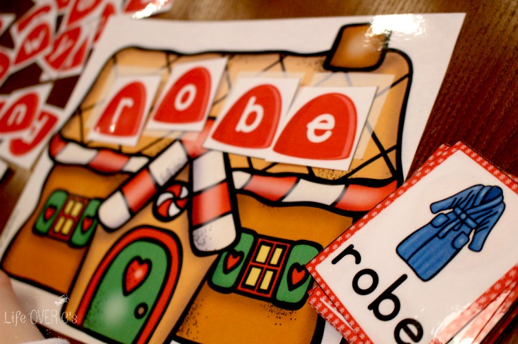 Christmas themed Word building mats with CVCE words