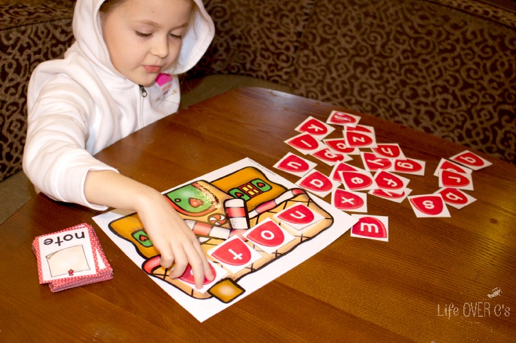 CVCE word building mats with Christmas gingerbread theme