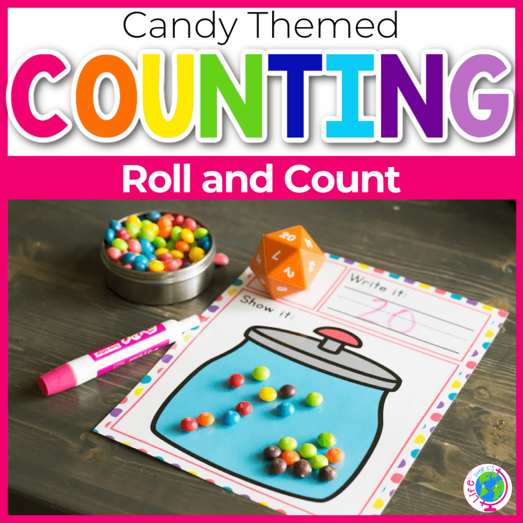 Candy roll and count counting numbers activity