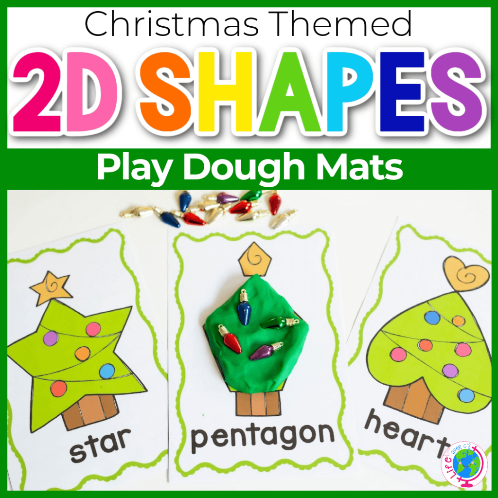 Christmas themed 2D shapes play dough mats