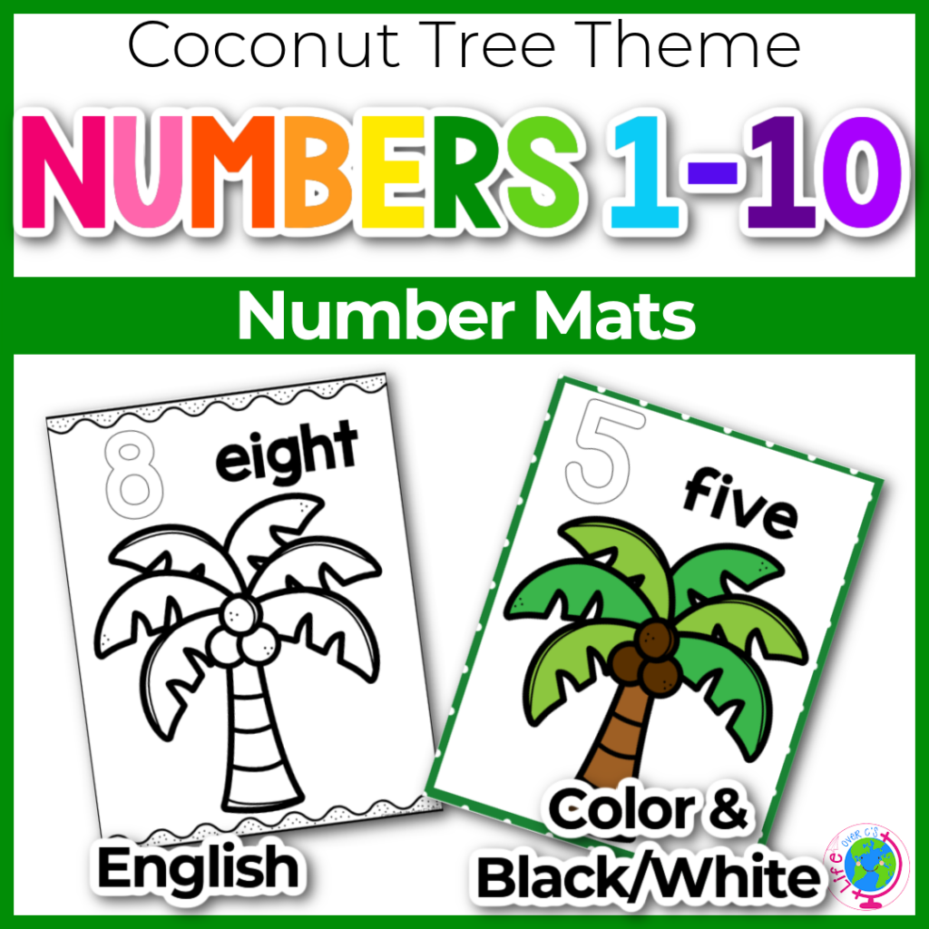 Coconut themed number recognition math activity