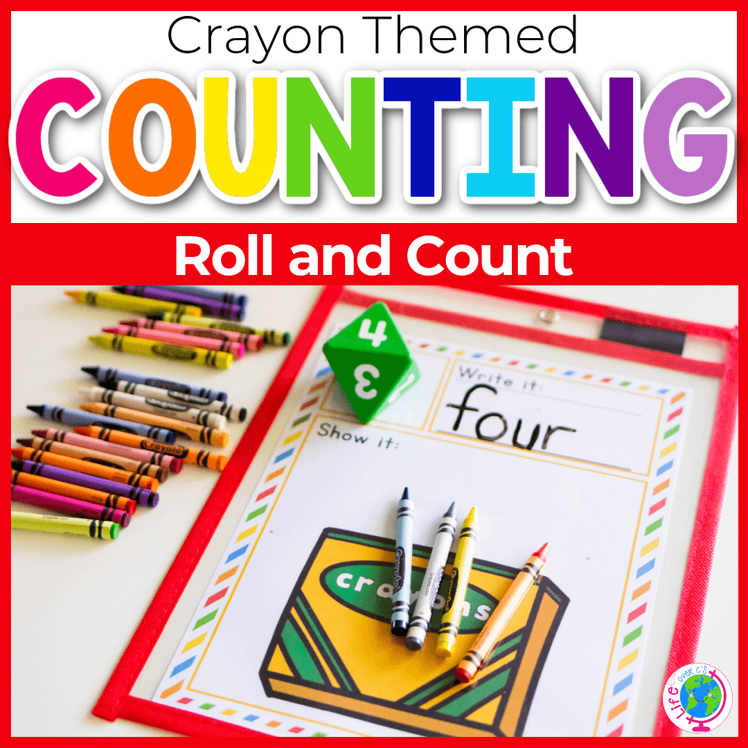 Roll and Count Math Activity: Crayon Box Theme