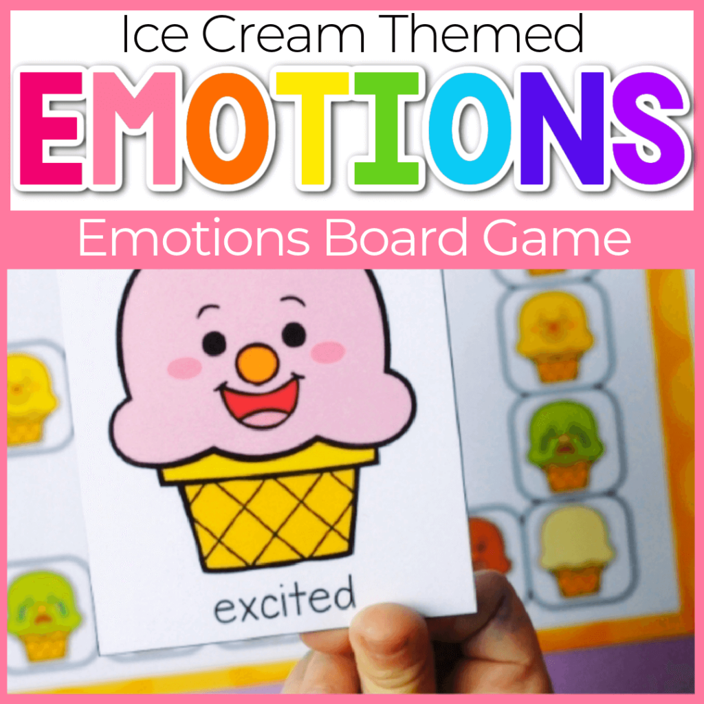 Ice Cream theme emotions board game for preschool social emotional activities