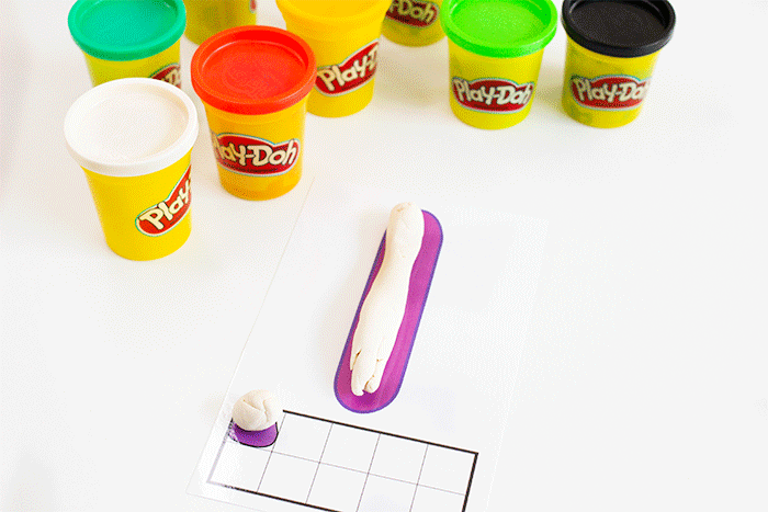play dough counting mat with play dough 1
