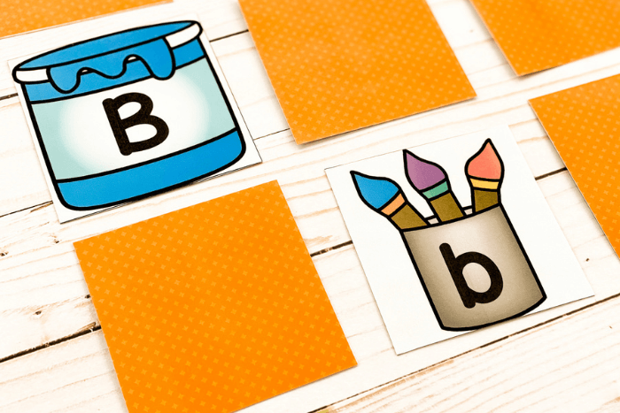 Play memory with this alphabet letter match card game for preschool and kindergarten.