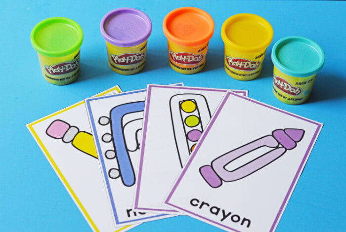 Play dough mats with school supply theme