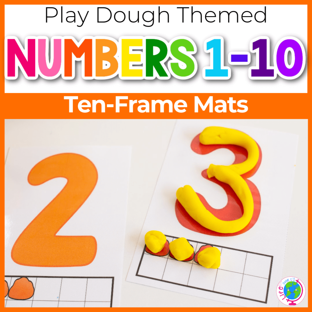 Play dough counting numbers 1-10 game for kindergarten.