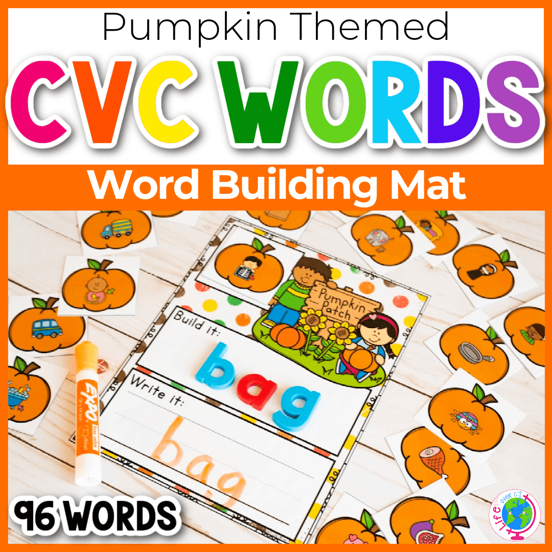 Pumpkin fall theme CVC word building mats