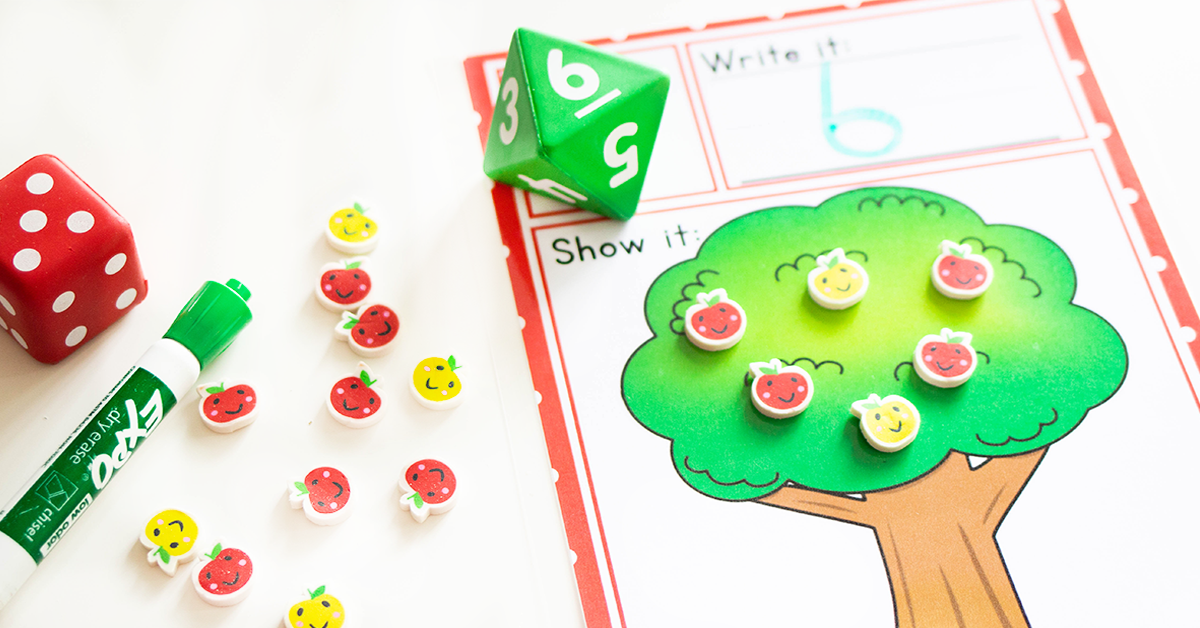 Roll and count apple tree counting activity