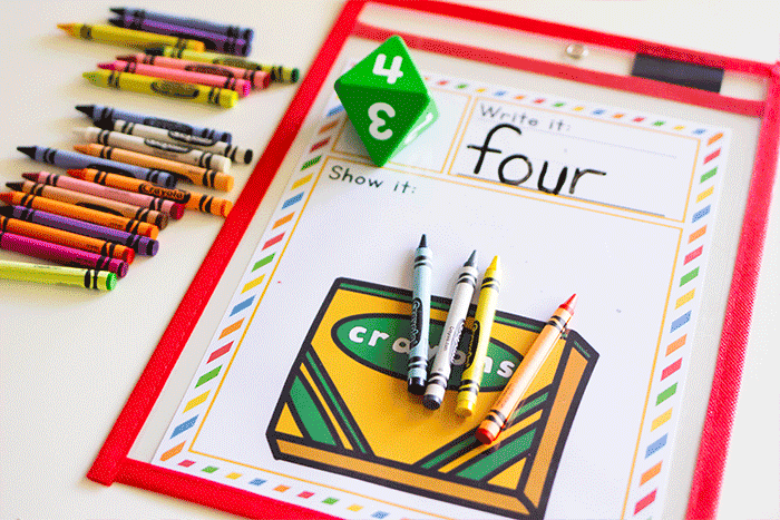 Roll and count crayon activity