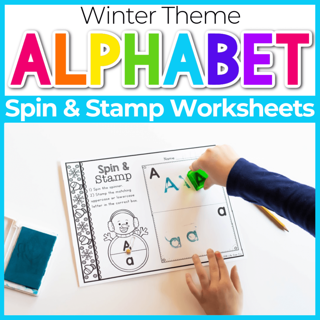 Winter Snowman Alphabet Spin and Stamp Uppercase and Lowercase stamping alphabet activity