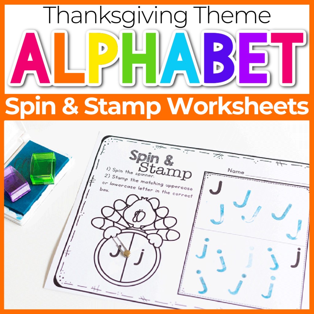 Thanksgiving Fall Alphabet Spin and Stamp Uppercase and Lowercase stamping alphabet activity
