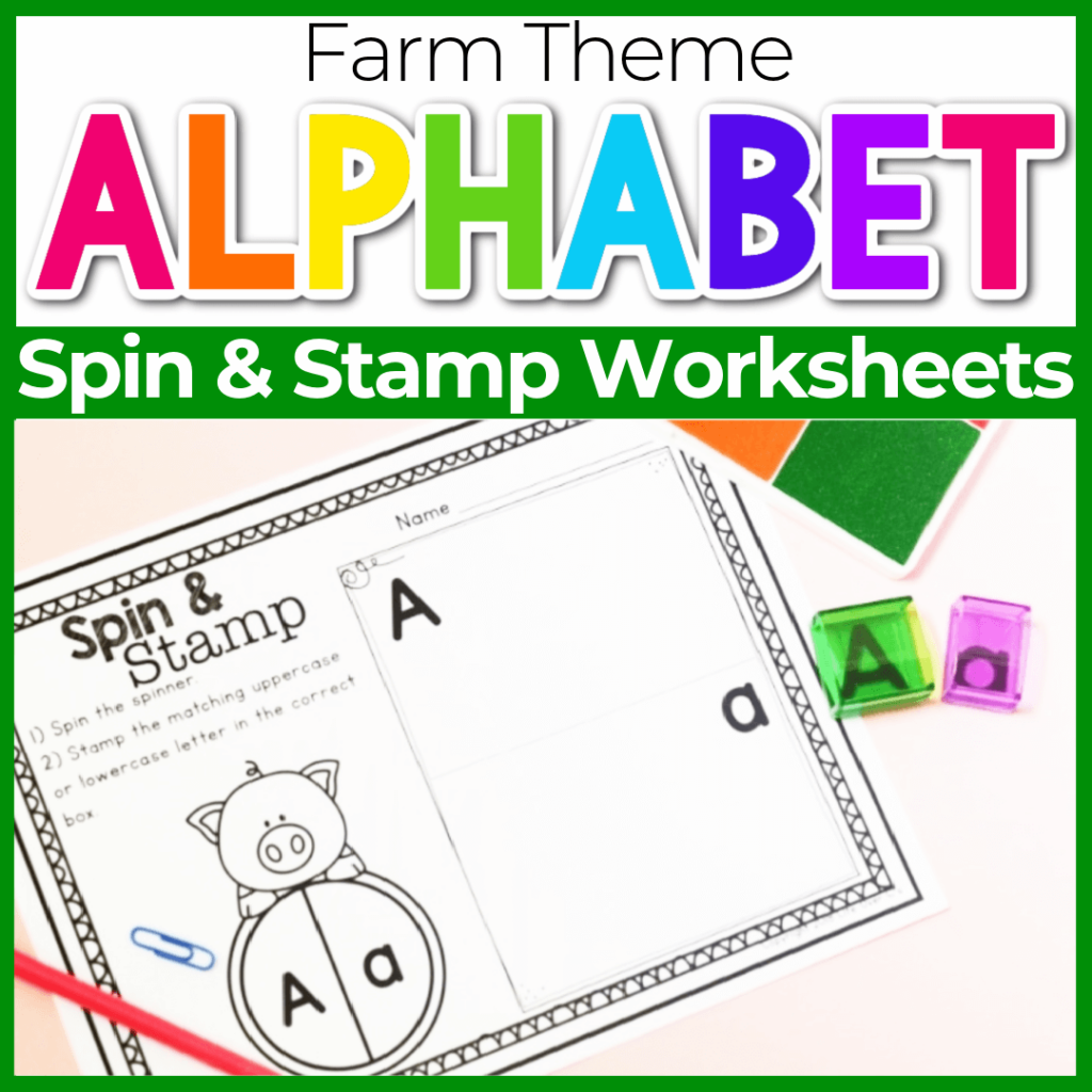 Farm Alphabet Spin and Stamp Uppercase and Lowercase stamping alphabet activity
