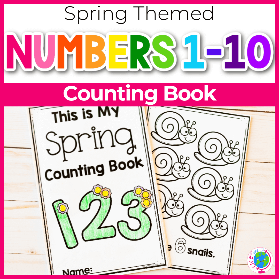 Spring themed numbers 1-10 math emergent reader for preschool and kindergarten students