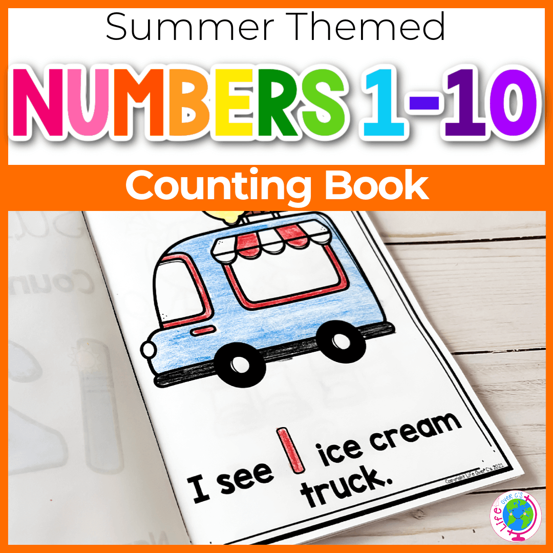 Summer themed emergent reader for numbers 1-10.