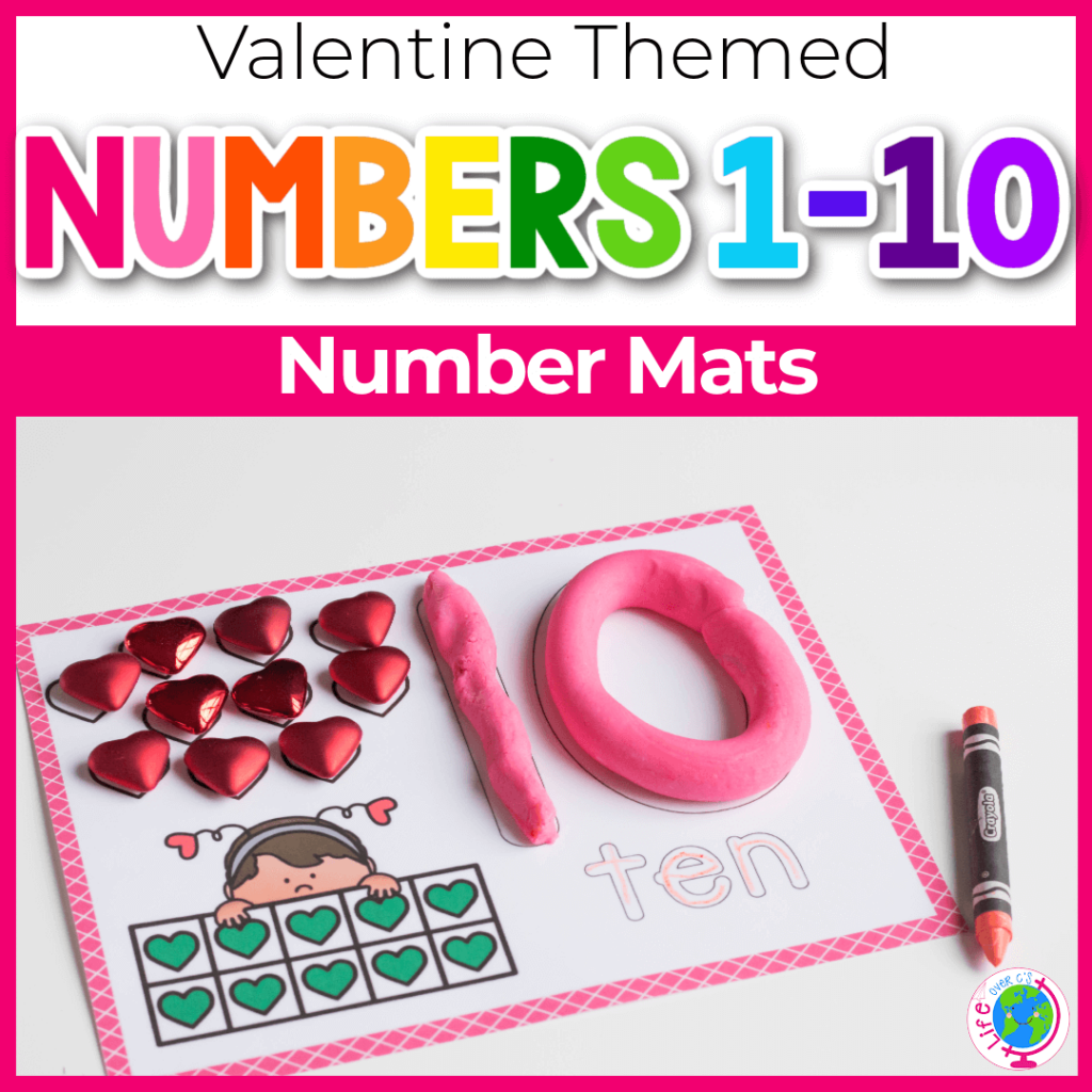 Valentine themed numbers 1-10 number mats