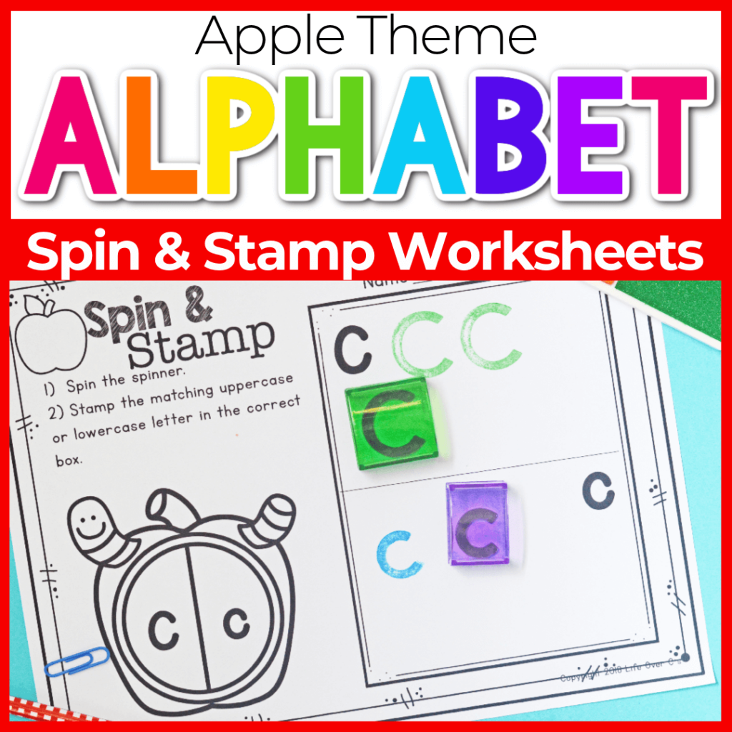Apple theme alphabet uppercase and lowercase stamping activity