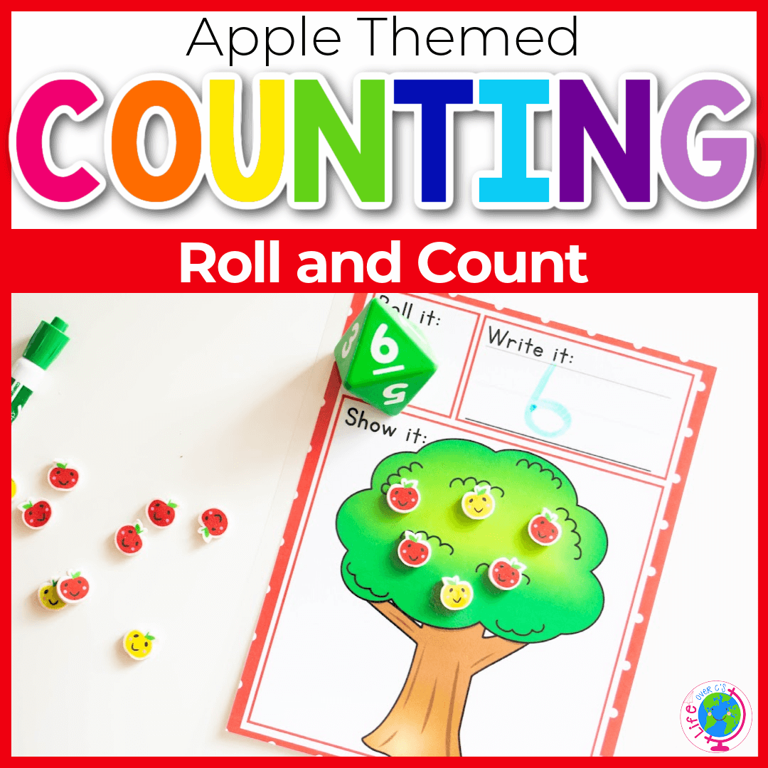 Apple themed roll and count activity