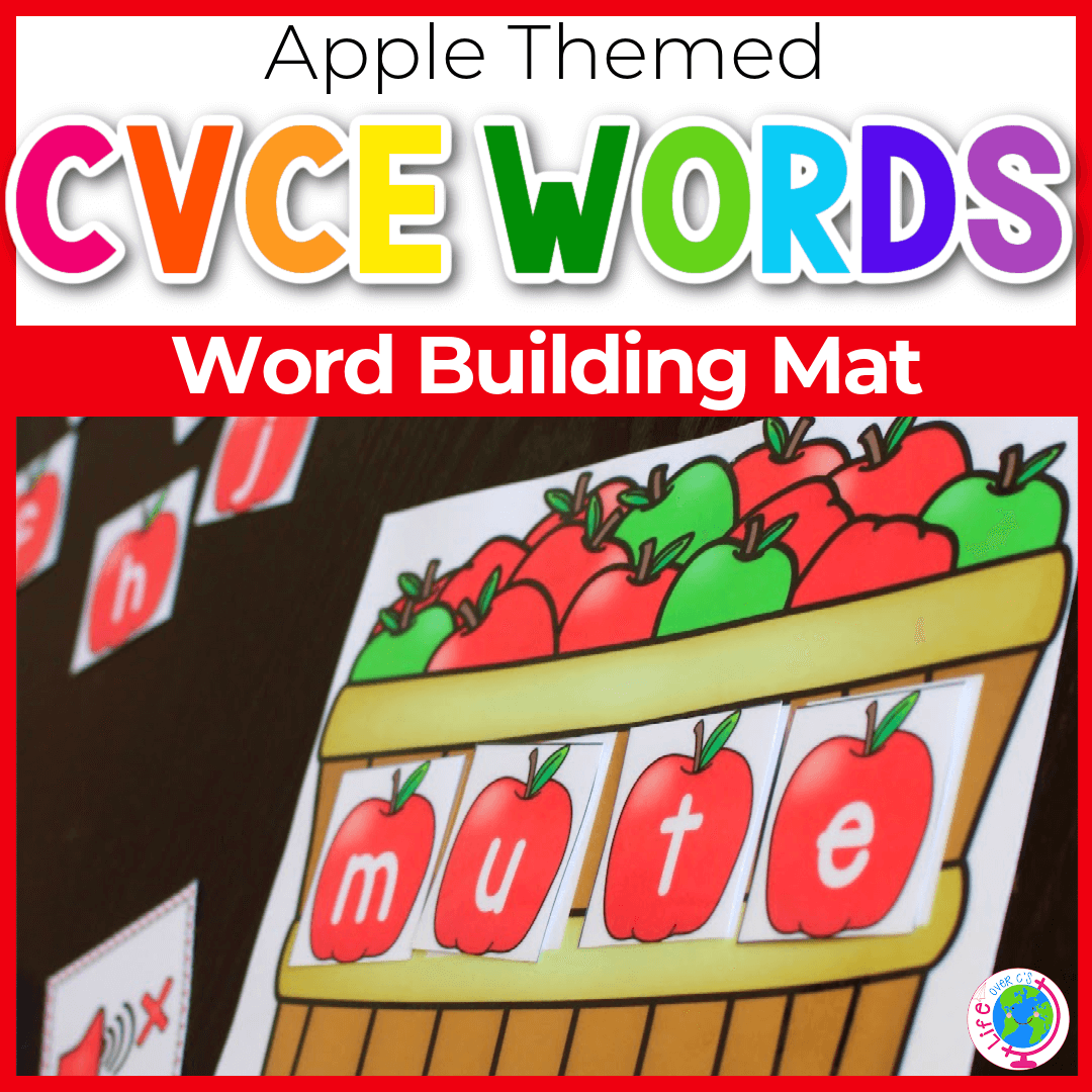 CVCe word building mats with apple theme