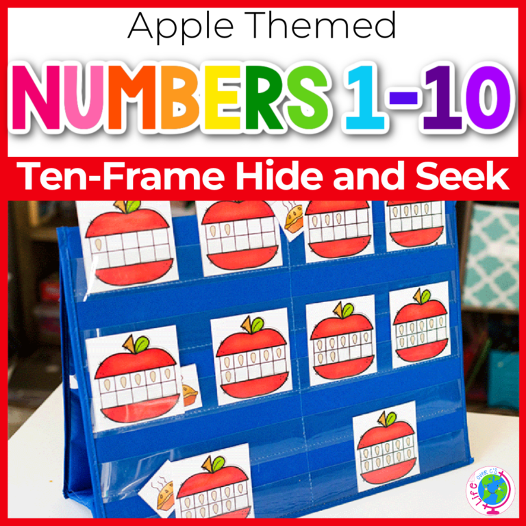 Hide & Seek Ten-Frames: Apple Theme