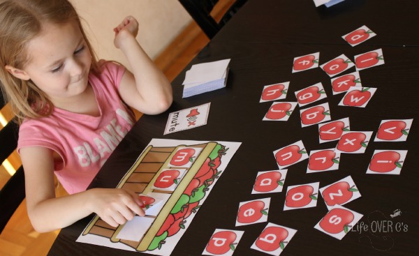 CVCe word building mats with apple fall theme