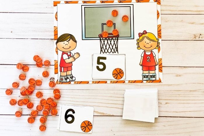 Basketball mini eraser numbers 1-20 counting activity