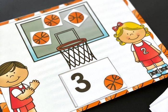 Basketball mini eraser numbers 1-20 counting activity
