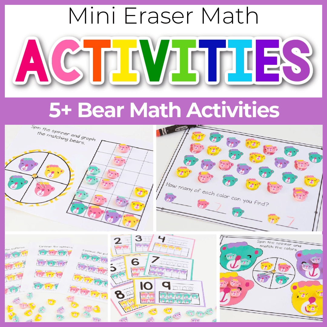 Mini Eraser Math Pack: Bear Theme