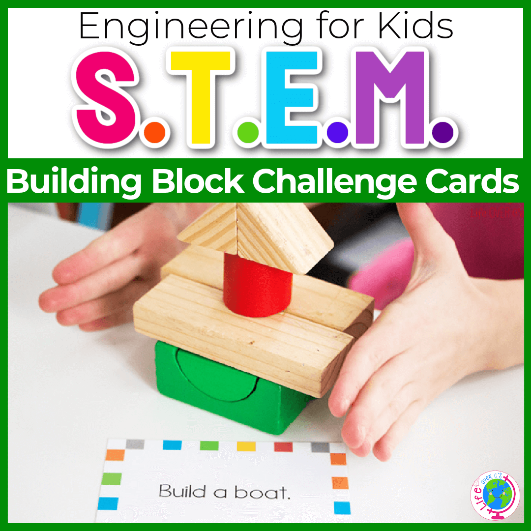 building block STEM challenge cards engineering for kids