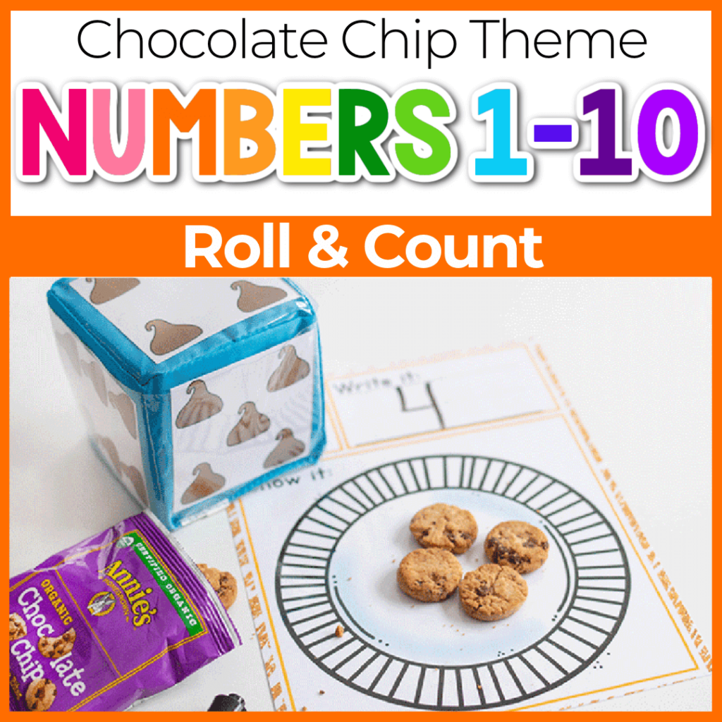 Roll and count chocolate chip theme numbers 1-10