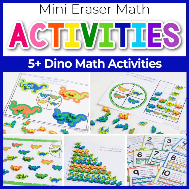 Mini eraser dino math activity