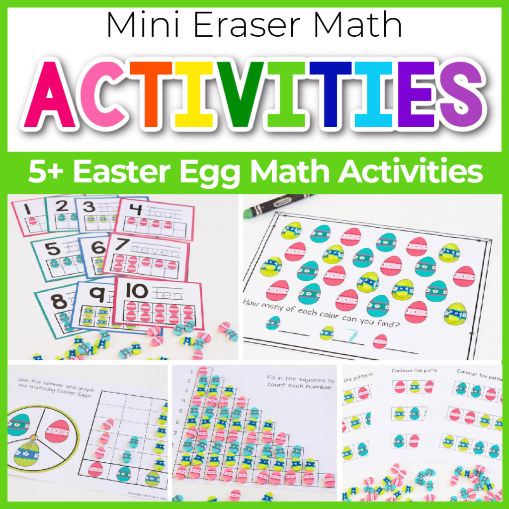 Mini eraser math activities with Easter egg theme