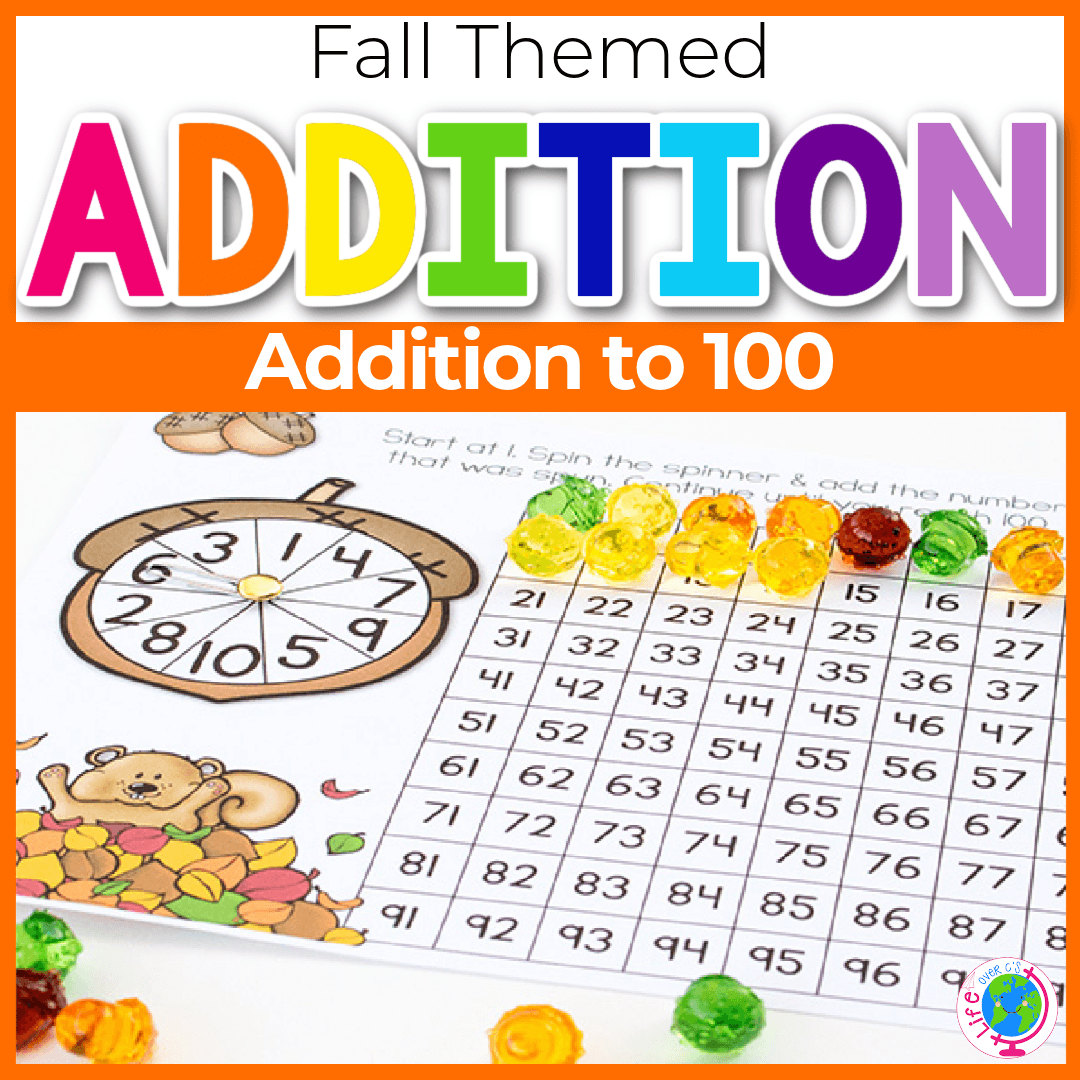 Addition Hundreds Chart: Squirrel and Acorn Forest Animals
