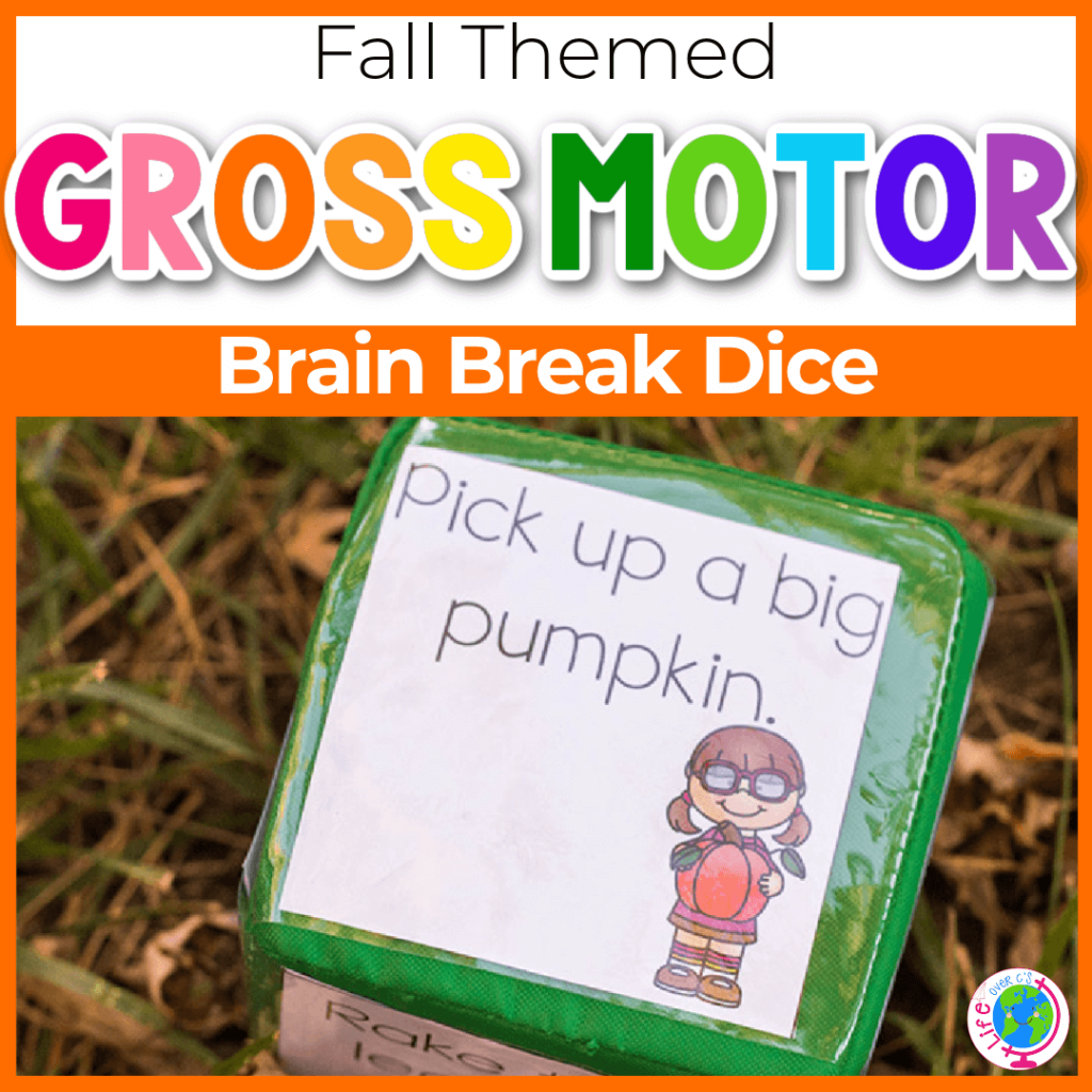 Fall gross motor brain break dice activity ideas