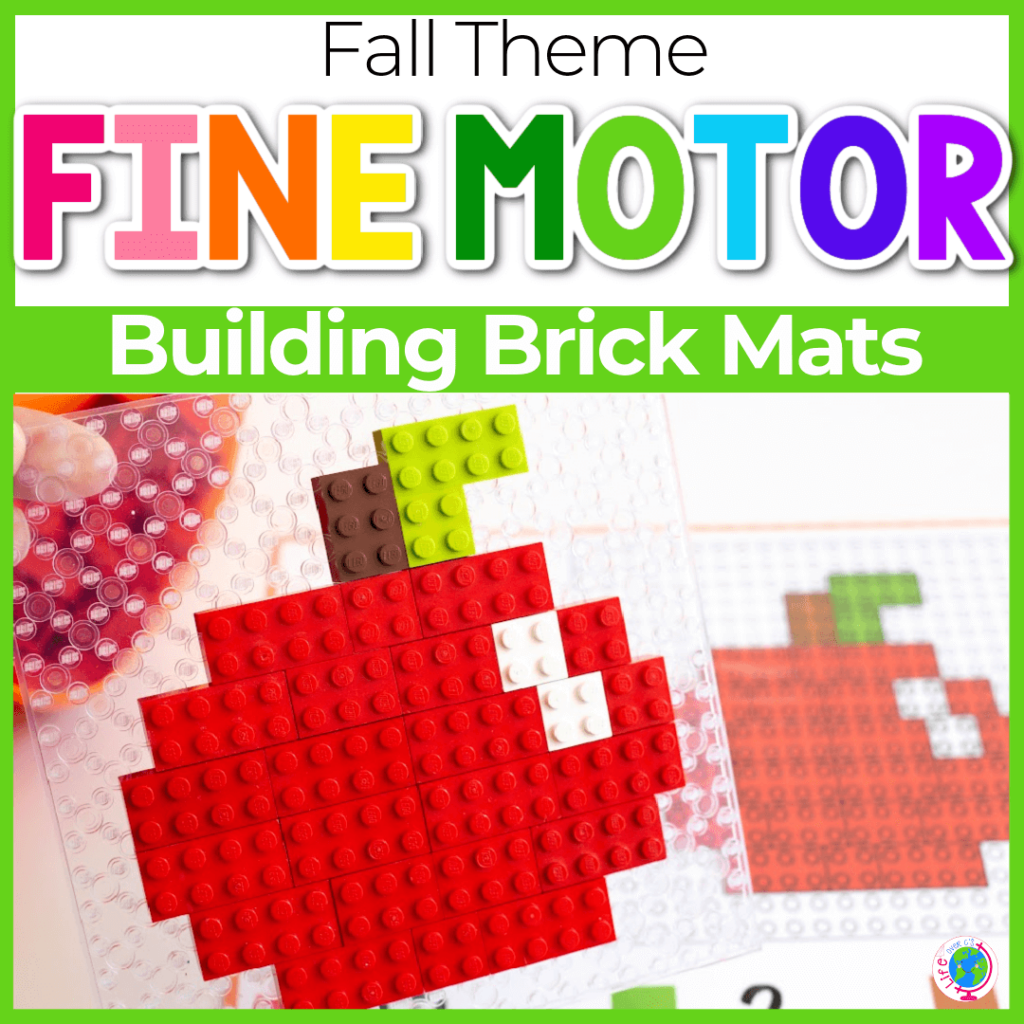 Fall themed fine motor building block mats