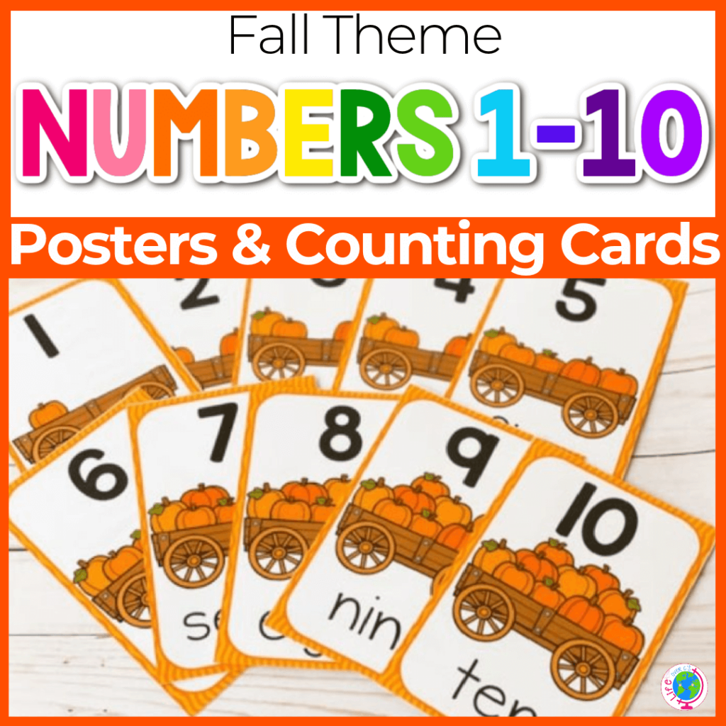 Fall pumpkin numbers 1-10 posters and counting cards