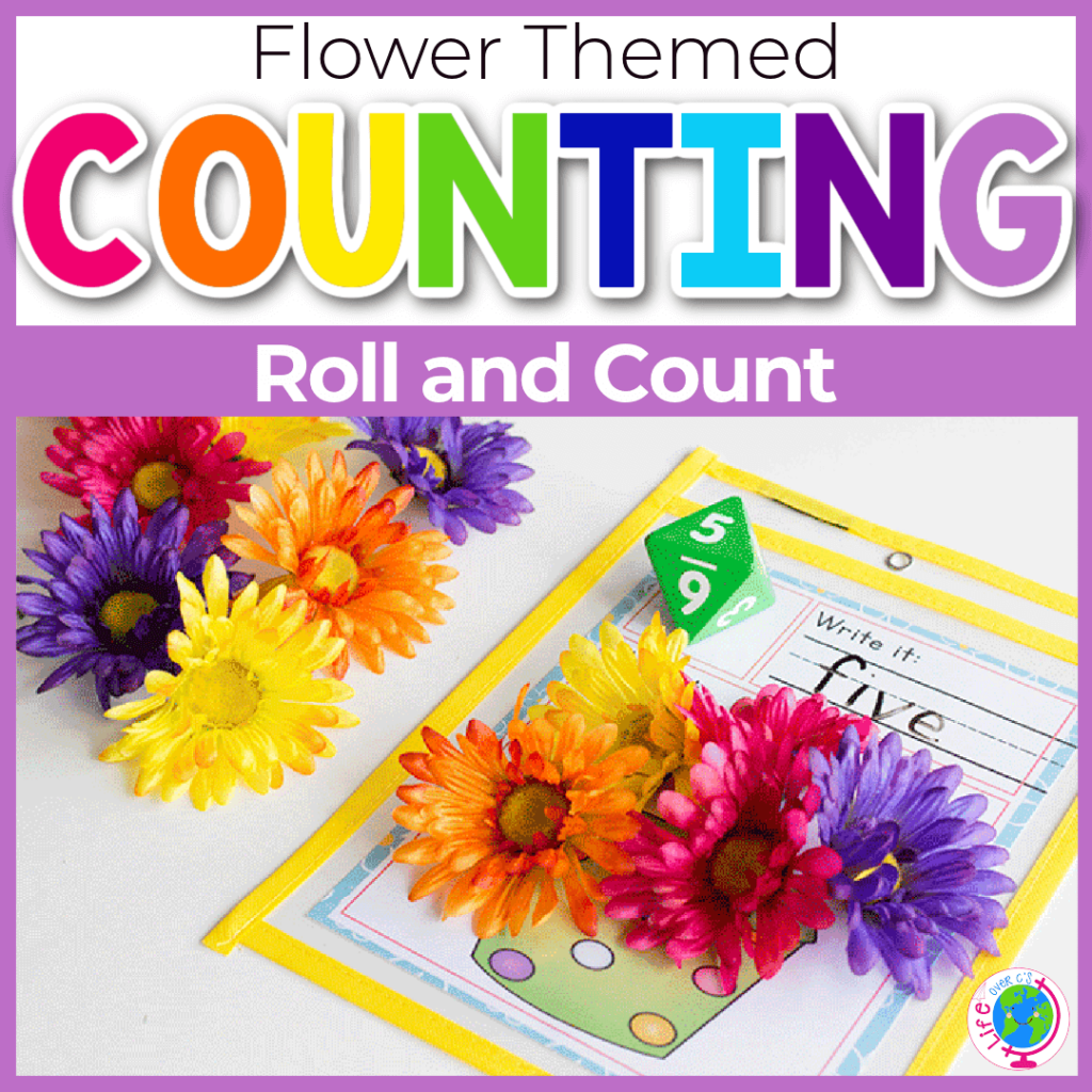 Roll and count flower spring counting activity