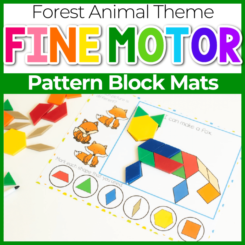 Forest animal pattern block fine motor mats