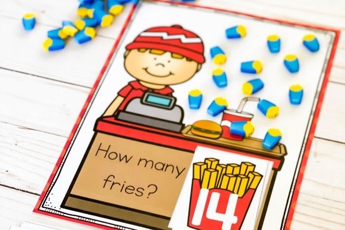 Counting numbers 1-20 french fry food theme