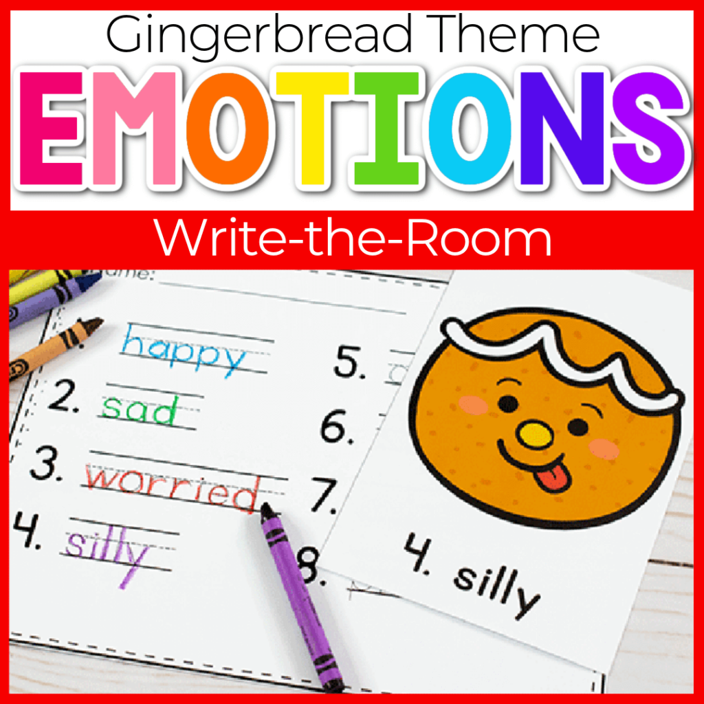Gingerbread Christmas themed emotions write-the-room activity
