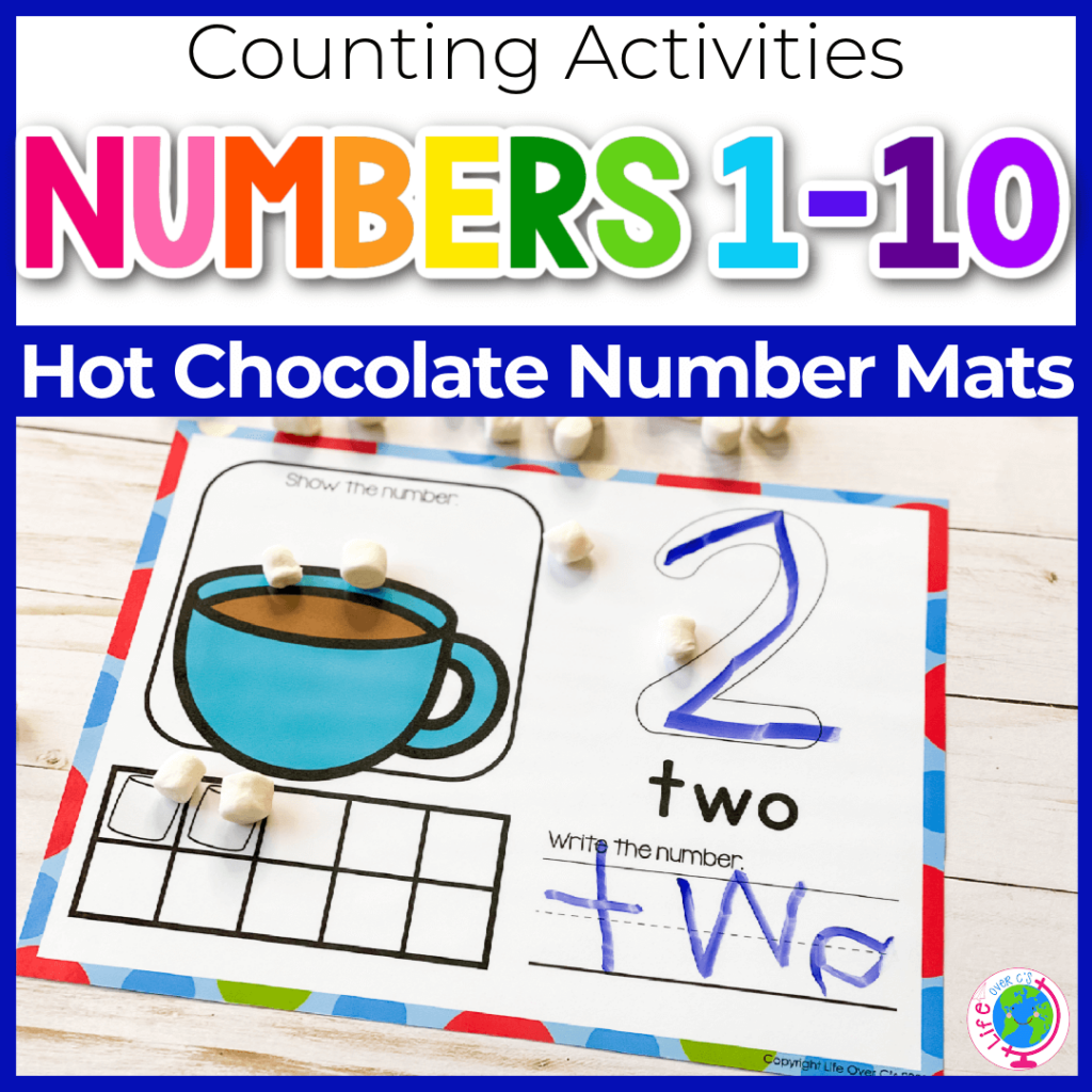 Hot chocolate number mats for 1-10
